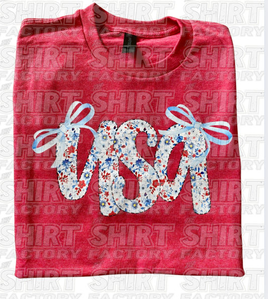 Red White and Blue USA with Bows